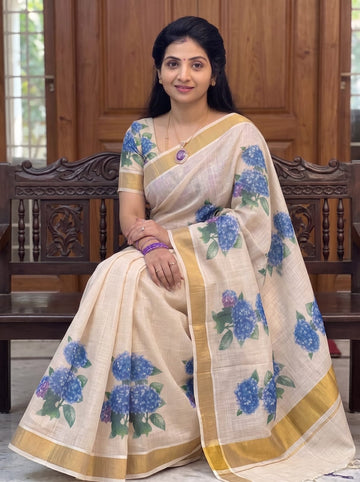 Onam Special Linen Saree SA826-2046
