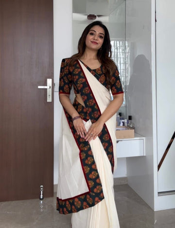 Onam Special Linen Saree | Elegant Traditional Saree for Festive Wear SA826-2030