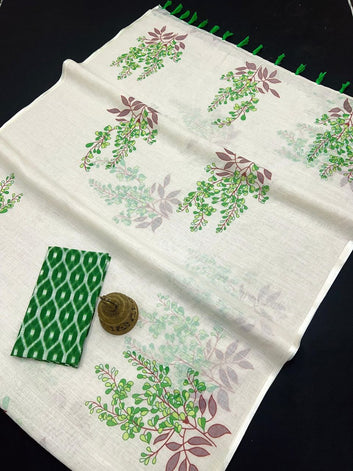 Onam Special Linen Saree | Elegant Traditional Saree for Festive Wear SA826-2035