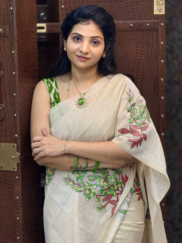 Onam Special Linen Saree | Elegant Traditional Saree for Festive Wear SA826-2035