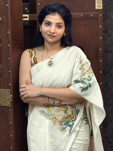 Onam Special Linen Saree | Elegant Traditional Saree for Festive Wear SA826-2036
