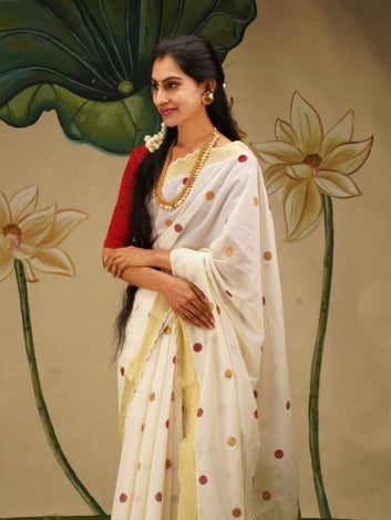 Onam Special Linen Saree | Elegant Traditional Saree for Festive Wear SA826-2028