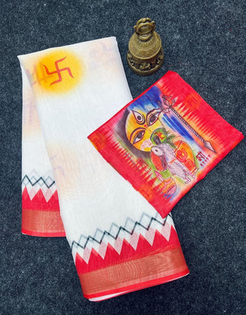 Durga Puja Special Linen Saree SA826-2137