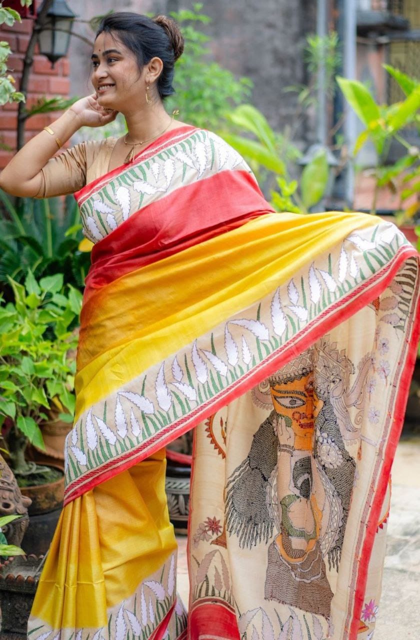 Red Devi – Durga Puja Special LinenSaree with Digital Print SA825-1013