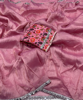 Gold Crush Saree with Heavy Mirror LaceSA126-1735