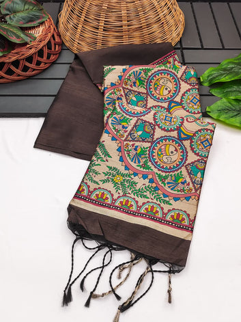 Wedding Special Saree  | Madhubani Hand Print Pallu  SA326-1963