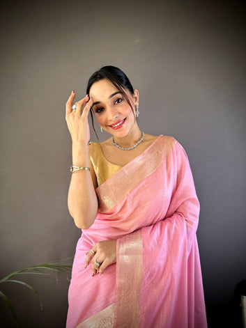 Celebrate Onam – Elegant Cotton Saree with Zari Checks & Rich Lagadi Zari Pallu SA825-968