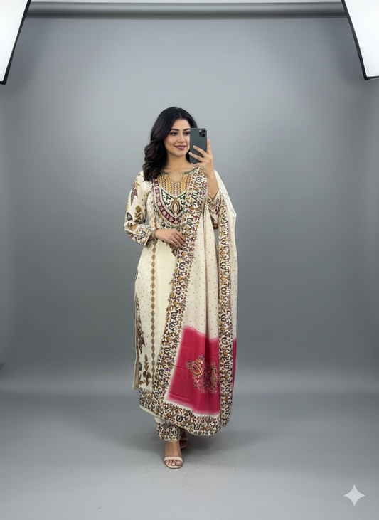 Premium Russian Silk 3-Piece Kurti Set | Sizes M-XXL SA925-1251
