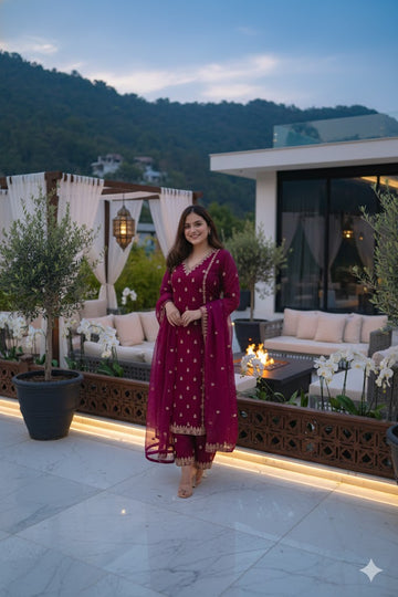 Premium Black Chanderi Sharara Suit Set |  SA1225-1023