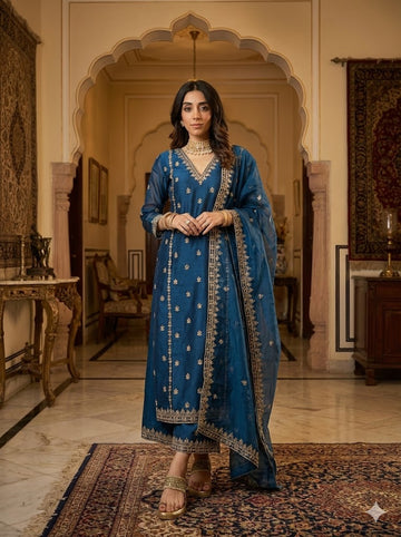 Premium Black Chanderi Sharara Suit Set |  SA1225-1022