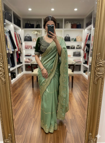 Very Soft Fendy Satin Designer Saree SA1225-1736