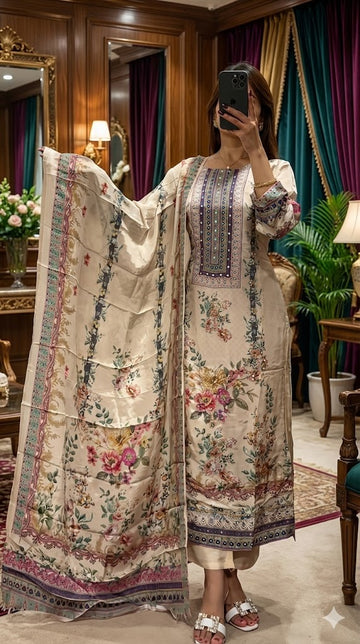 Digital Print & Original Mirror Handwork | SA1225-1014