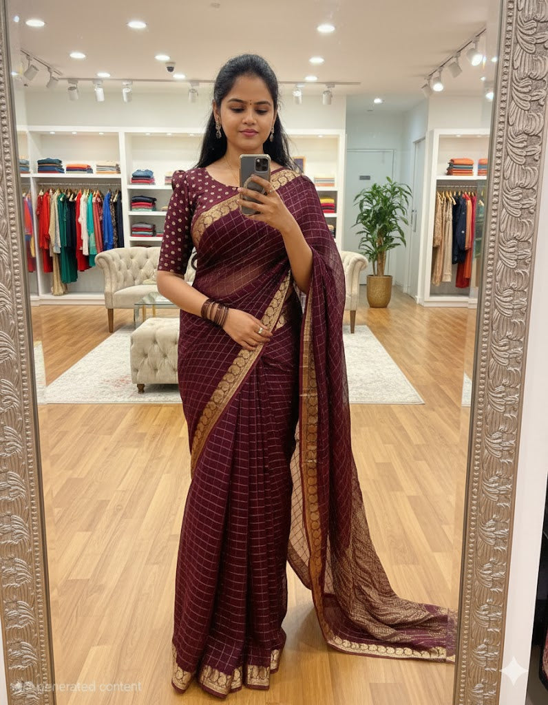 Pure Viscose Georgette Saree with Matching Viscose Blous SA1025-1329