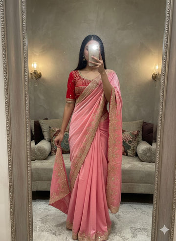 Very Soft Fendy Satin Designer Saree SA1225-1737