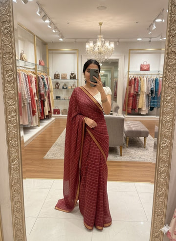 Pure Viscose Chinon Saree with Contrast Viscose Blouse SA1025-1328