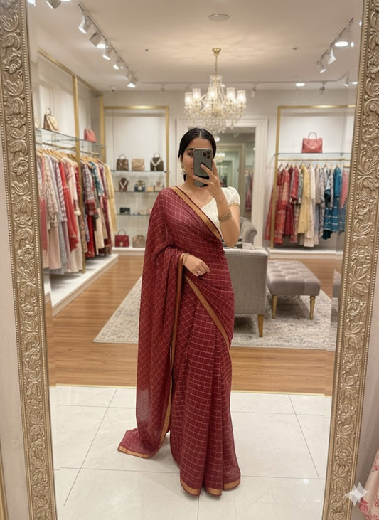 Pure Viscose Chinon Saree with Contrast Viscose Blouse SA1025-1328