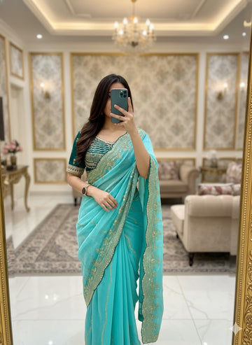 Very Soft Fendy Satin Designer Saree SA1225-1738