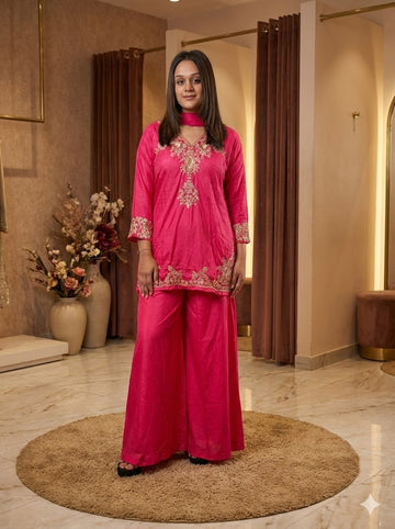 Premium Mul Chanderi Sharara Dupatta Set  || SA1225-1010