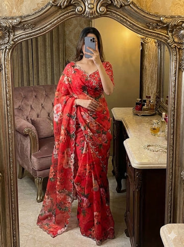 Pure Soft Georgette Saree with Floral Print  SA1225-1739