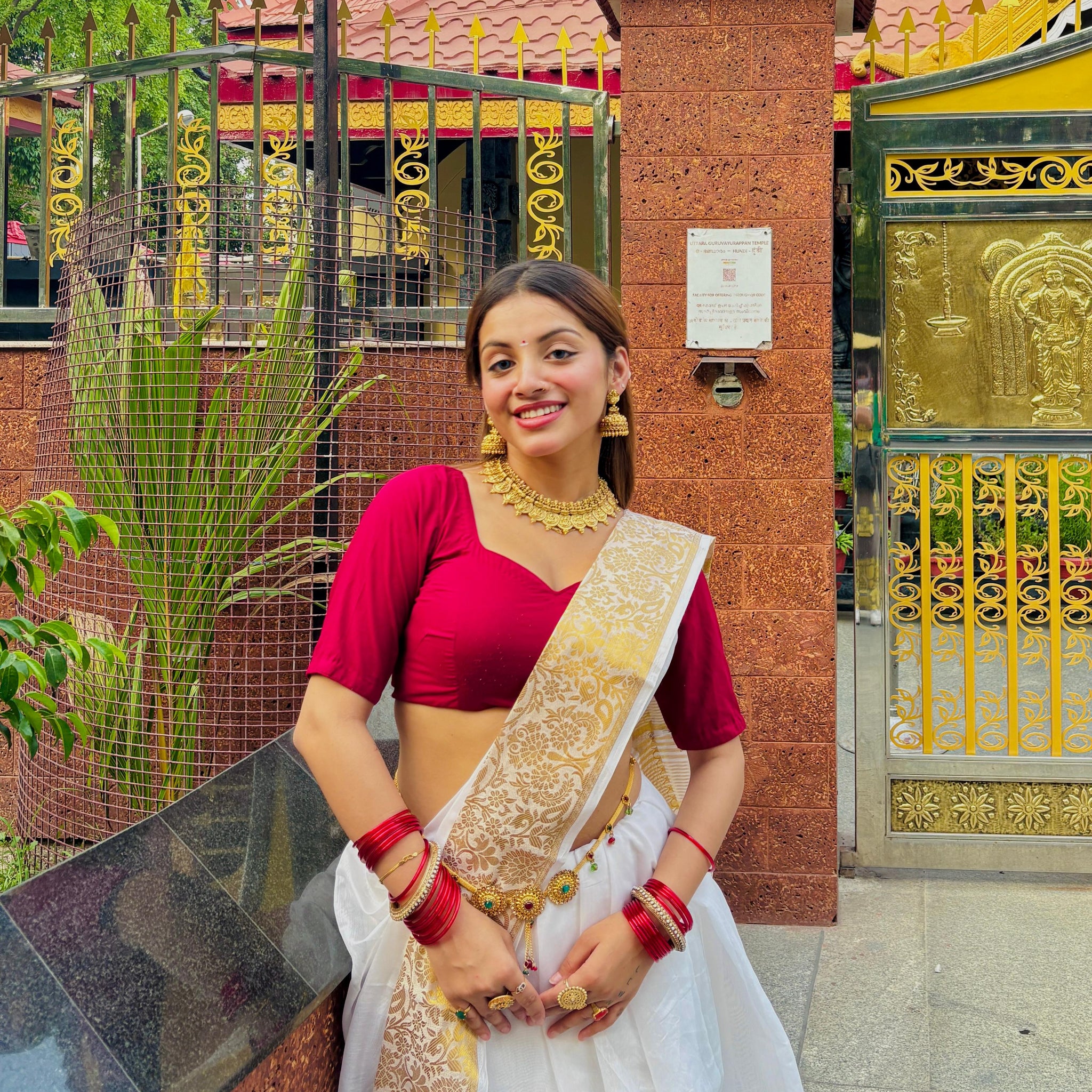 Celebrate Onam in Style – Traditional Cotton Silk Saree with Golden border SA825-972