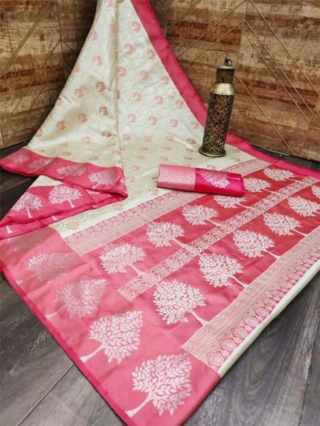 Stunning Look Banarasi Art Silk weaving Saree with Satin woven Border