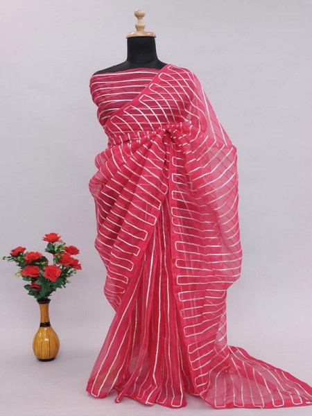 Superb Look Organza Silk Saree with Embroidery worked