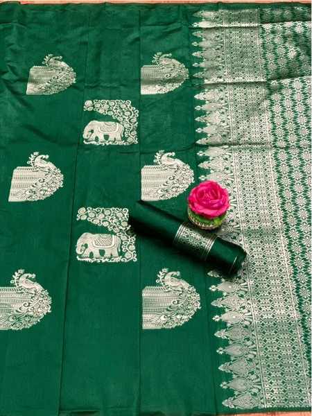 Special Designer Kota Silk Elephant & Peacock weaving Saree 