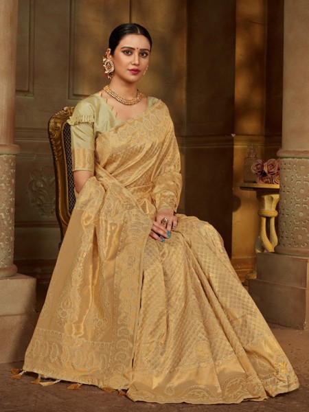 Amazing Stylish Kanjeevaram Silk Saree with Golden Jacquard weaving Border