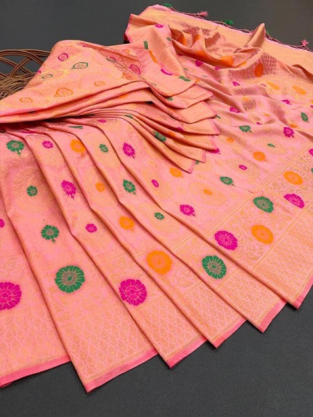 Branded Designer Softy Silk weaving Saree with Meenakari Work