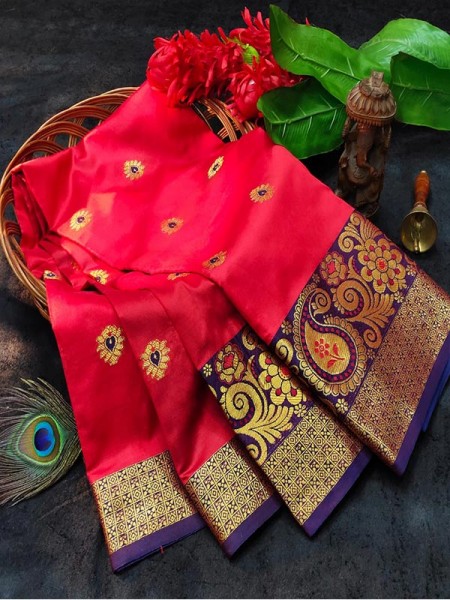 Elegant Look Pure Lichi Soft Silk Saree with Rich Pallu & jequared Blouse