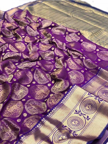  Wedding Designer  Pattu Kanchipuram Silk Pure Zari Weaving Border Saree