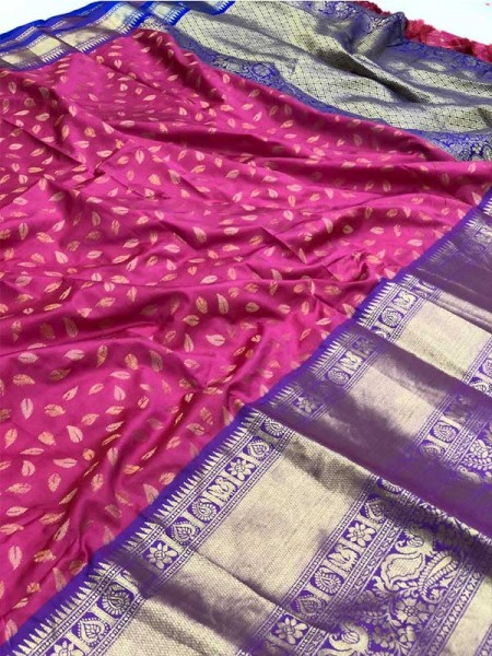  Wedding Designer  Kanchipuram Silk Pure Zari Weaving Border Saree