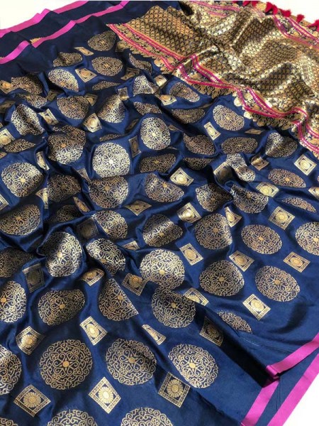 Wedding Look Multi Color Banarsi Silk with Silver zari Saree 