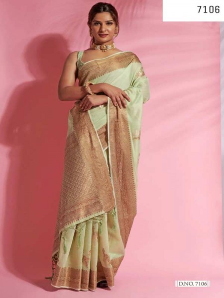 Wedding Look Green Colored Soft Modal Cotton With Dual Shade Weaving Saree