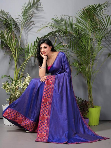 Classic Look Sana Silk Saree with Hotflix diamond work -Style Array
