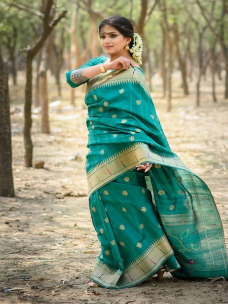 Unique Style Banarasi Silk Paithani Saree with zari woven border