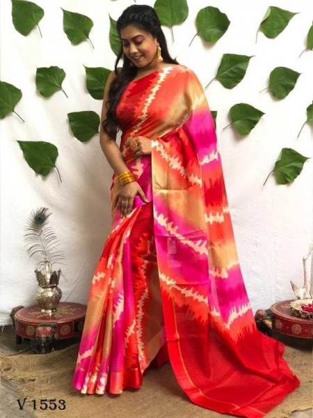 Designer Slub Cotton With One of the best-handpicked colour with the best Shibori printed saree