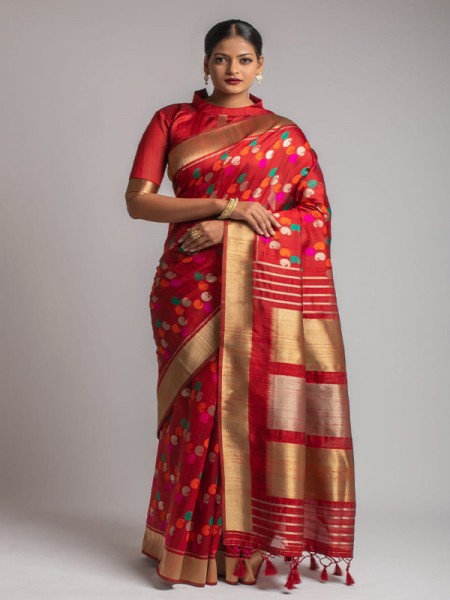 Kadampalli Tussar Silk weaving Saree with AllOver Beautiful Keri Weaving Pattern