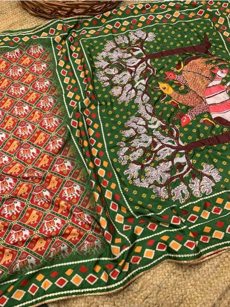 Pure soft crape silk sarees  with beautiful kalamkari prints 