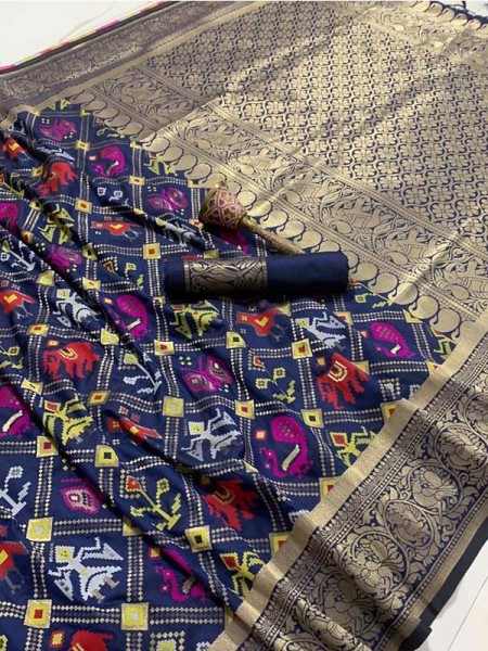 Traditional Patola Pure Heavy Silk Original Mina zari With Heavy Weaving Work  Saree