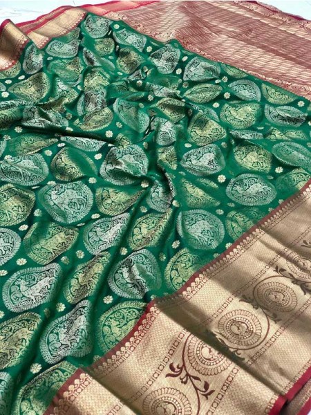  Wedding Designer  Pattu Kanchipuram Silk Pure Zari Weaving Border Saree