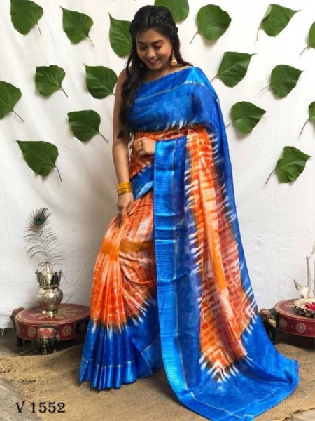 Designer Slub Cotton With One of the best-handpicked colour with the best Shibori printed saree