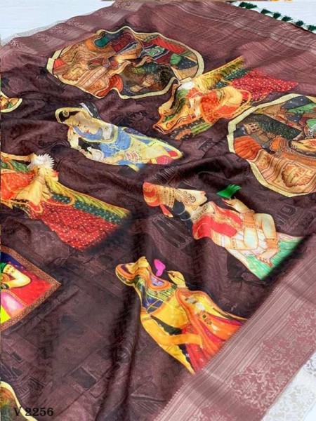 Stunning Look Soft Banarasi Silk Kalawati Designe Zari Work And Majestic Contrast Kalamakri Designe Print Saree