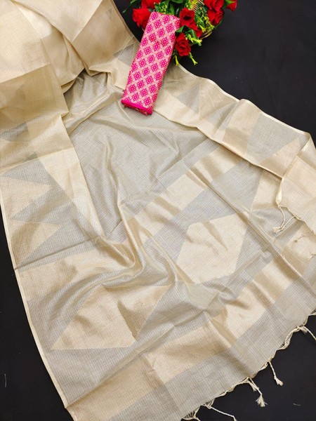 Exclusive Look Kora Tissue Saree with zari Temple border with banglori Silk AllOver Bandhani weaves blouse