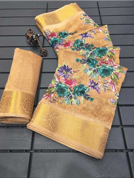 Flower Style Dola Silk Saree with Jacquard weaving Border