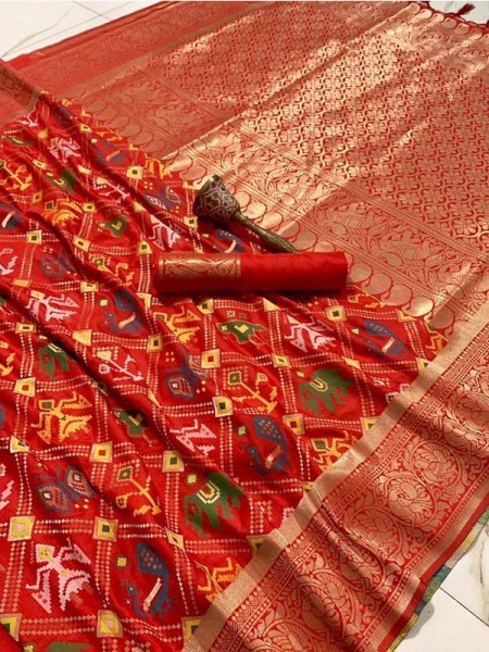 Traditional Patola Pure Heavy Silk Original Mina zari With Heavy Weaving Work  Saree