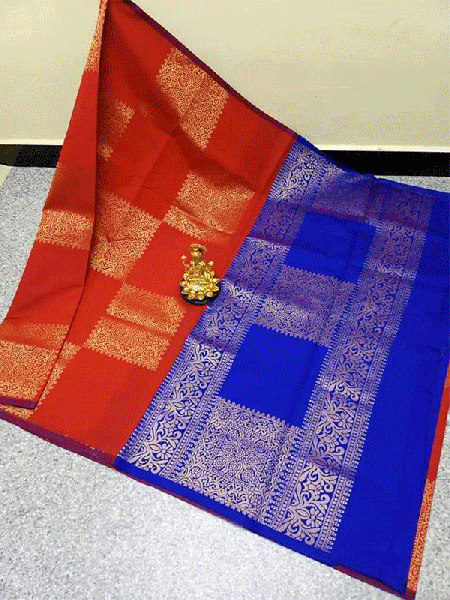 Stunning Red color Lichi Silk weaving Jacquard Saree