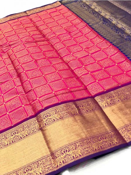 Attractive Look Pink Colour Banarasi Silk With Beautiful Zari  Work 