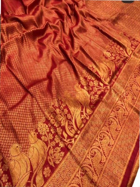 Stunning Look Red Colour Pure Banarasi Silk With Pure Gold Kasab Jari ...
