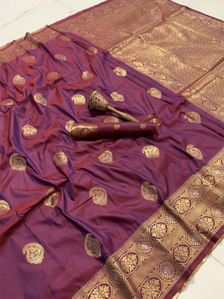 Premium Look Banarasi Handloom Silk Weaving Saree with Rich Heavy zari Border